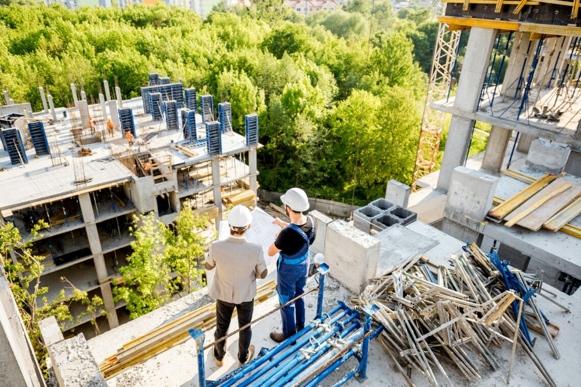 Construction site with workers