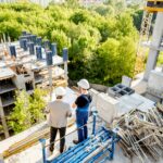 Construction site with workers