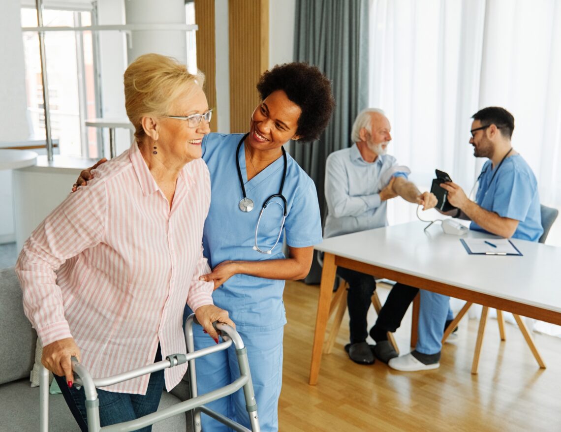 nurse doctor senior care caregiver help walker assistence retirement home nursing