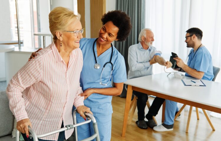nurse doctor senior care caregiver help walker assistence retirement home nursing