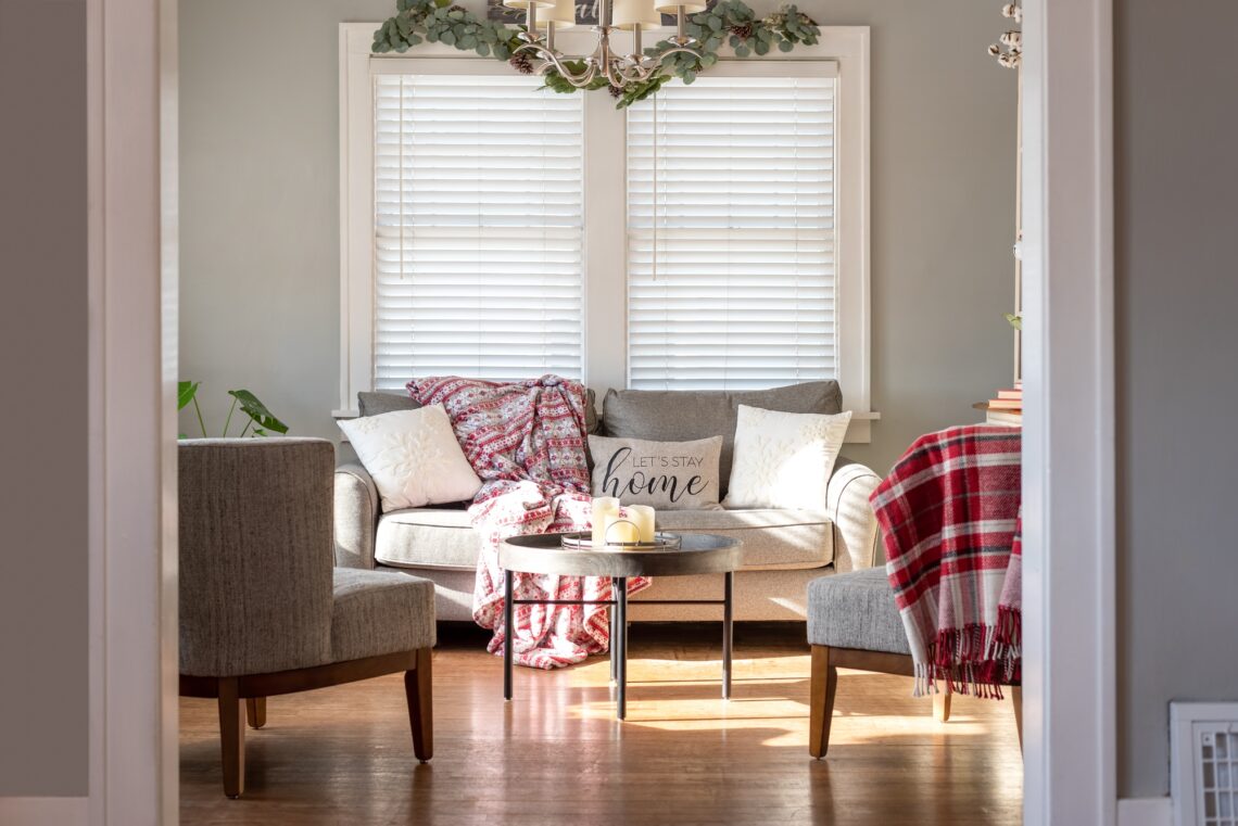 Light and bright cozy winter home interior