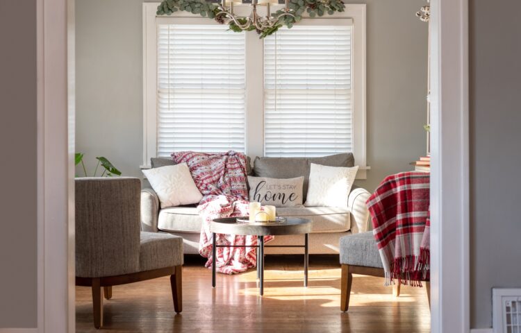 Light and bright cozy winter home interior