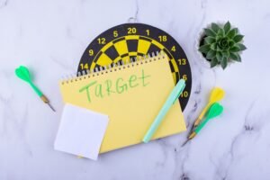Target and goal concept with darts and arrows