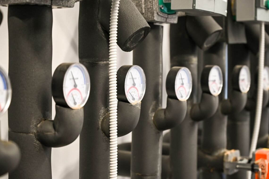 Meters mounted on industrial pipes
