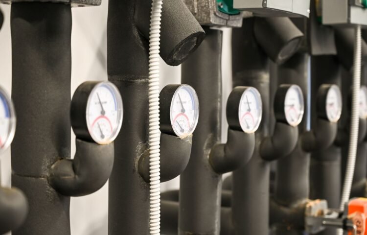 Meters mounted on industrial pipes
