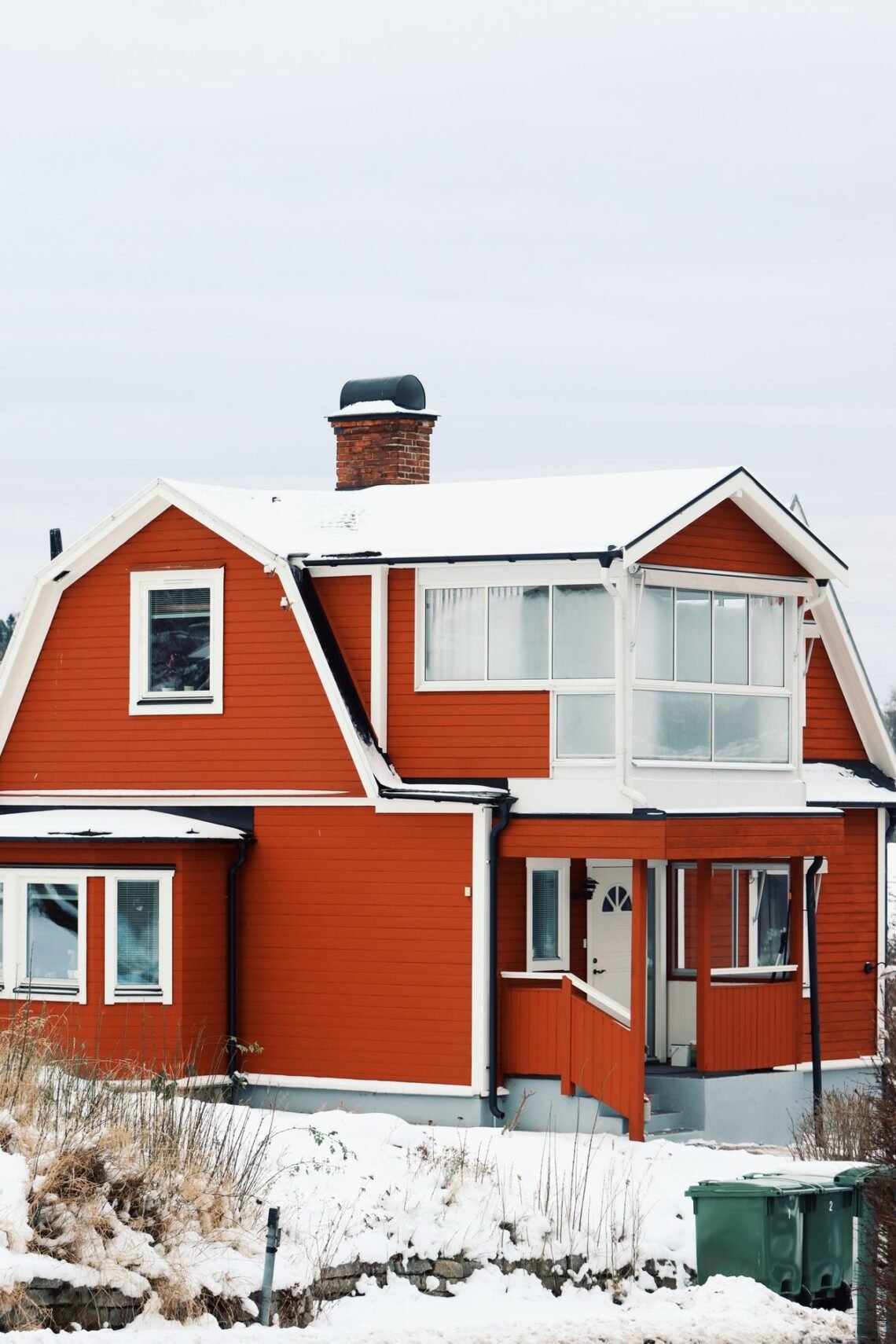 Residential house on a snowy winter day