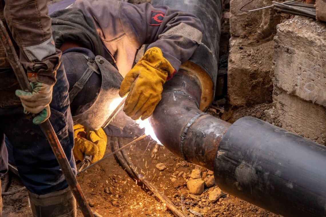 Welder at work on a metal job