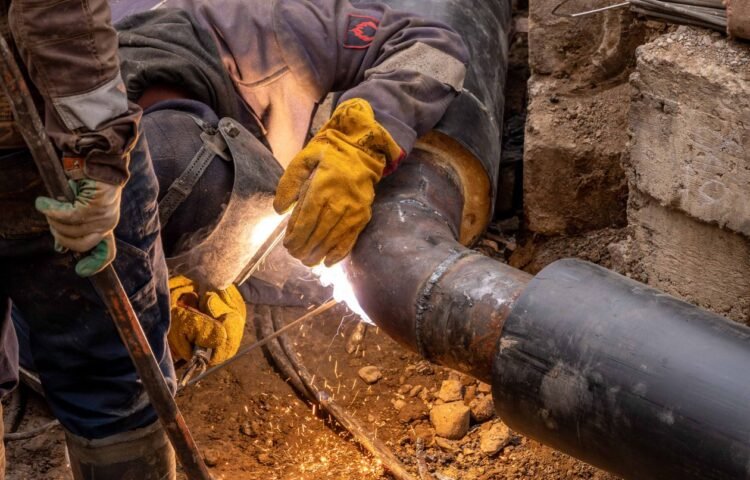 Welder at work on a metal job