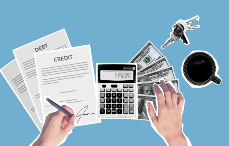 Calculator, cash and notes laid out for household budget planning